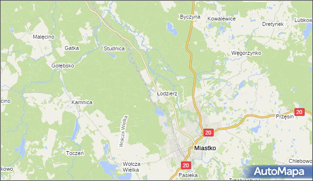 mapa Łodzierz, Łodzierz na mapie Targeo