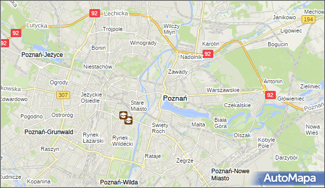 mapa Poznania, Poznań na mapie Targeo