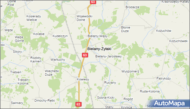 mapa Bielany-Jarosławy, Bielany-Jarosławy na mapie Targeo