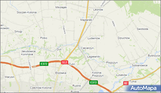 mapa Ciecierzyn gmina Niemce, Ciecierzyn gmina Niemce na mapie Targeo