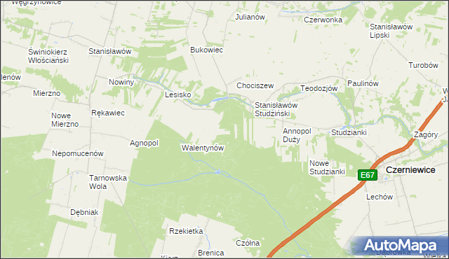 mapa Helenów gmina Czerniewice, Helenów gmina Czerniewice na mapie Targeo