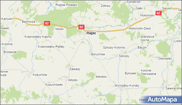 mapa Borychów, Borychów na mapie Targeo