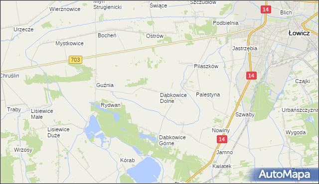 mapa Dąbkowice Dolne, Dąbkowice Dolne na mapie Targeo