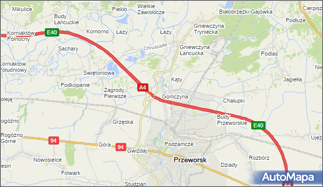 mapa Gorliczyna, Gorliczyna na mapie Targeo