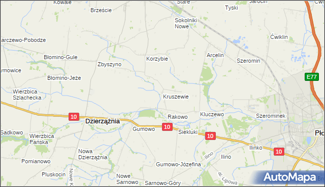 mapa Kruszewie, Kruszewie na mapie Targeo