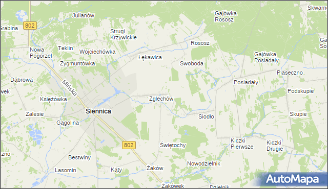 mapa Nowy Zglechów, Nowy Zglechów na mapie Targeo