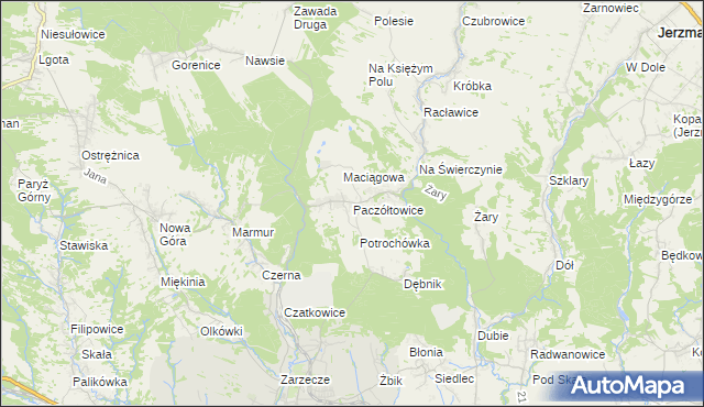 mapa Paczółtowice, Paczółtowice na mapie Targeo