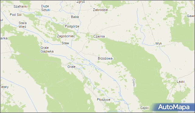 mapa Brzozowa gmina Kadzidło, Brzozowa gmina Kadzidło na mapie Targeo