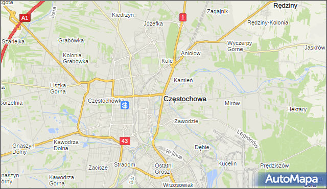 mapa Częstochowy, Częstochowa na mapie Targeo