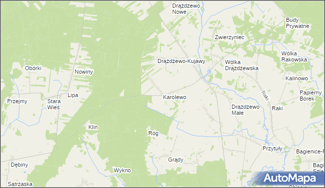 mapa Karolewo gmina Krasnosielc, Karolewo gmina Krasnosielc na mapie Targeo