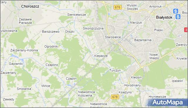 mapa Klepacze gmina Choroszcz, Klepacze gmina Choroszcz na mapie Targeo