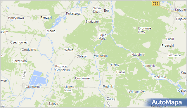 mapa Pękowiec, Pękowiec na mapie Targeo