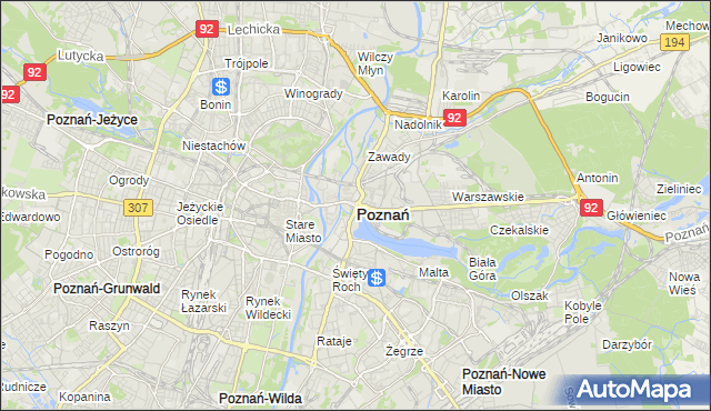 mapa Poznania, Poznań na mapie Targeo