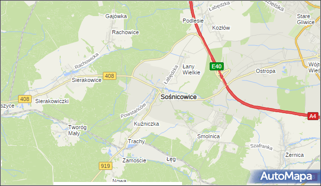 mapa Sośnicowice, Sośnicowice na mapie Targeo