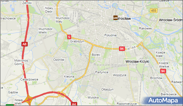 mapa Borek gmina Wrocław, Borek gmina Wrocław na mapie Targeo