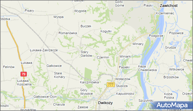 mapa Czermin gmina Dwikozy, Czermin gmina Dwikozy na mapie Targeo