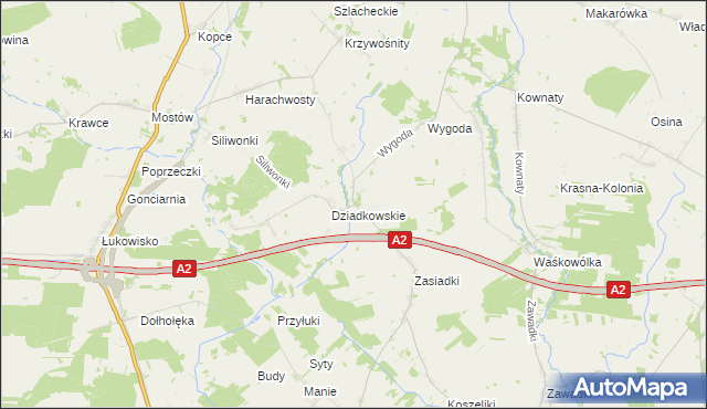 mapa Dziadkowskie-Folwark, Dziadkowskie-Folwark na mapie Targeo