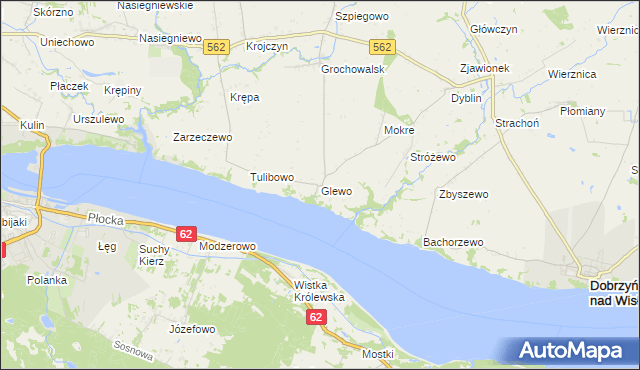 mapa Glewo gmina Dobrzyń nad Wisłą, Glewo gmina Dobrzyń nad Wisłą na mapie Targeo