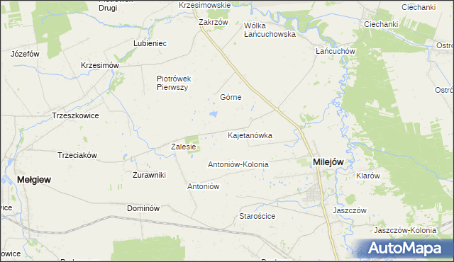 mapa Kajetanówka gmina Milejów, Kajetanówka gmina Milejów na mapie Targeo