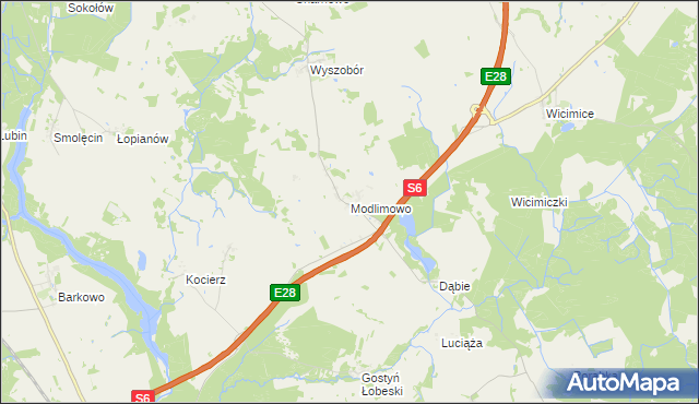 mapa Modlimowo gmina Płoty, Modlimowo gmina Płoty na mapie Targeo