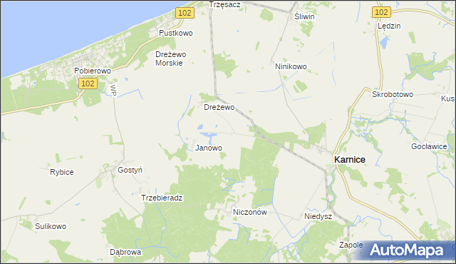 mapa Niwy gmina Karnice, Niwy gmina Karnice na mapie Targeo