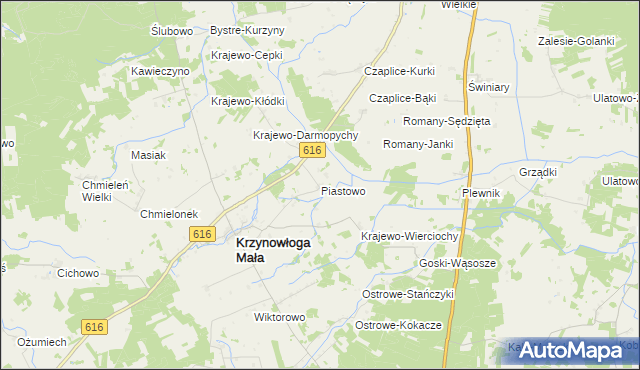 mapa Piastowo gmina Krzynowłoga Mała, Piastowo gmina Krzynowłoga Mała na mapie Targeo