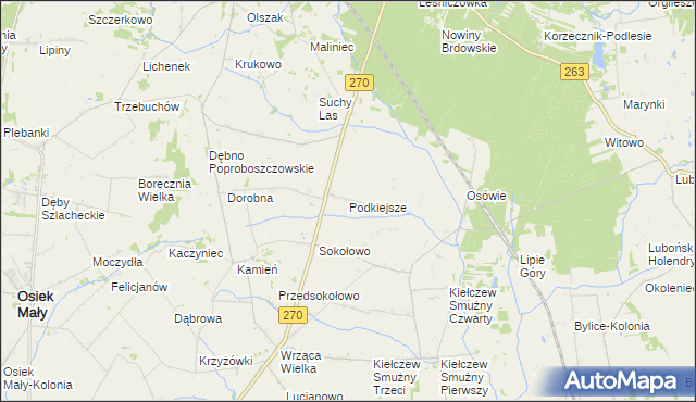 mapa Podkiejsze, Podkiejsze na mapie Targeo