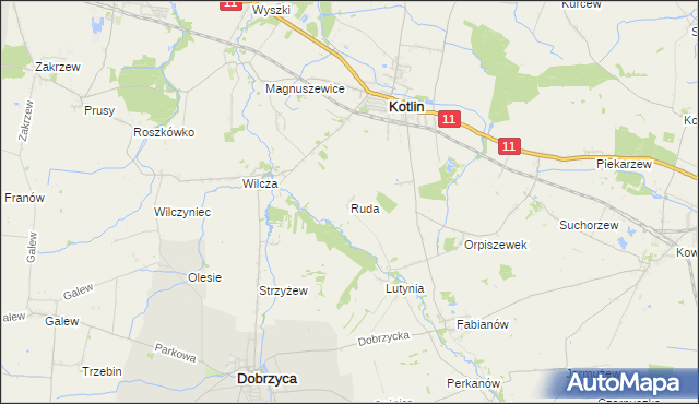 mapa Ruda gmina Dobrzyca, Ruda gmina Dobrzyca na mapie Targeo