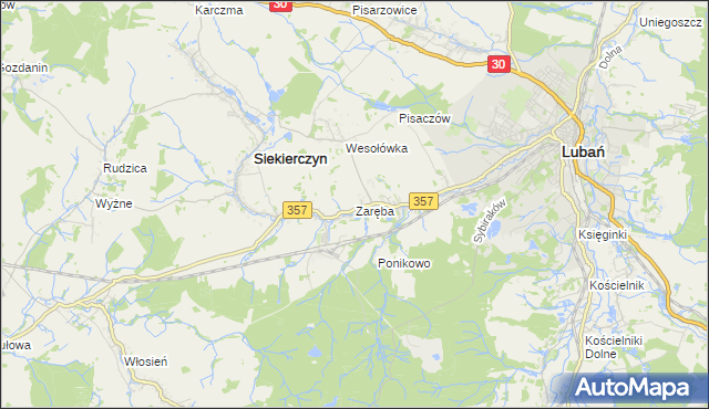 mapa Zaręba gmina Siekierczyn, Zaręba gmina Siekierczyn na mapie Targeo