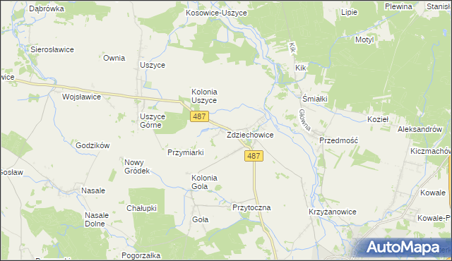 mapa Zdziechowice gmina Gorzów Śląski, Zdziechowice gmina Gorzów Śląski na mapie Targeo