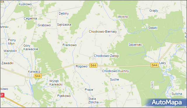 mapa Chodkowo-Załogi, Chodkowo-Załogi na mapie Targeo
