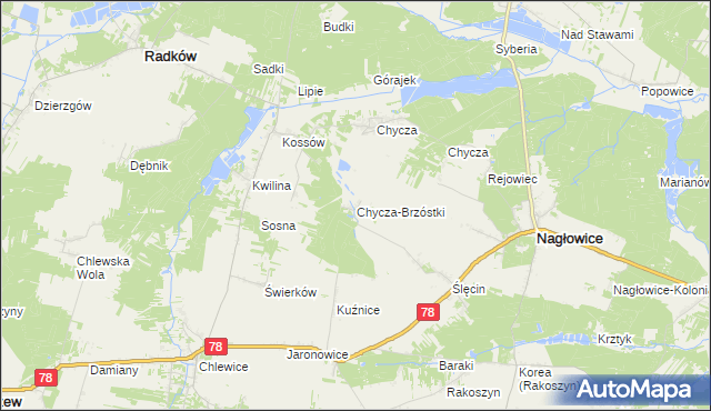 mapa Chycza-Brzóstki, Chycza-Brzóstki na mapie Targeo