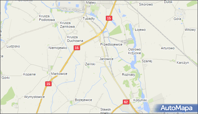 mapa Janowice gmina Kruszwica, Janowice gmina Kruszwica na mapie Targeo