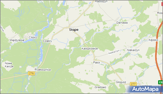 mapa Kaliszkowice gmina Skąpe, Kaliszkowice gmina Skąpe na mapie Targeo