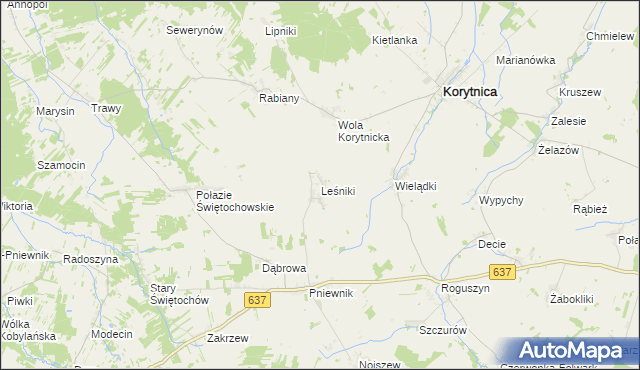 mapa Leśniki gmina Korytnica, Leśniki gmina Korytnica na mapie Targeo