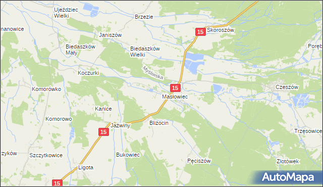 mapa Masłowiec, Masłowiec na mapie Targeo