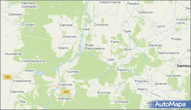 mapa Pieńki Laskowskie, Pieńki Laskowskie na mapie Targeo