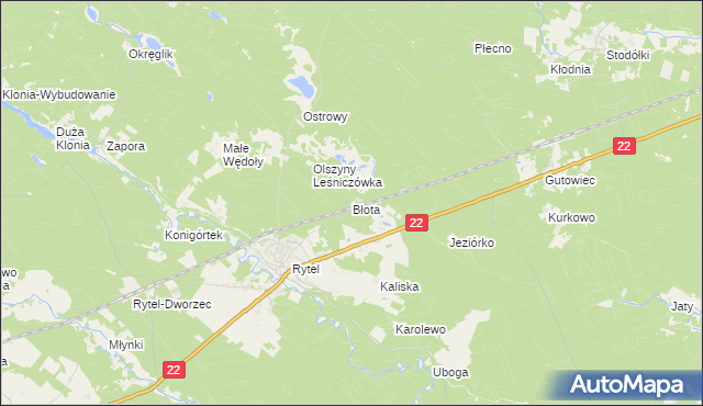 mapa Błota gmina Czersk, Błota gmina Czersk na mapie Targeo