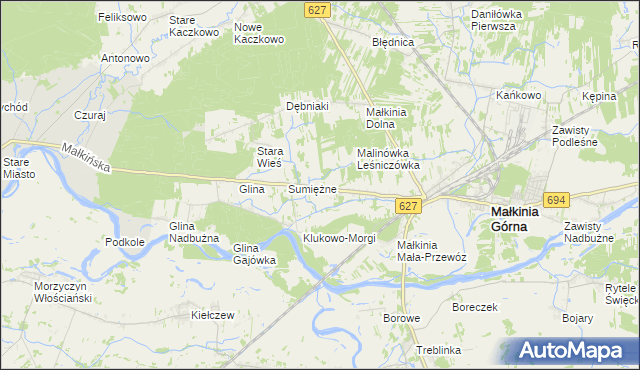 mapa Klukowo gmina Małkinia Górna, Klukowo gmina Małkinia Górna na mapie Targeo