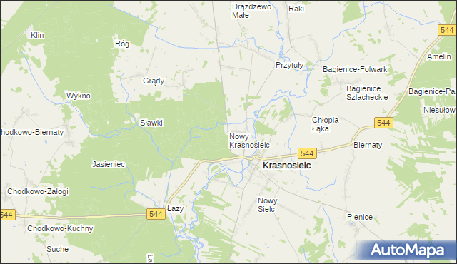 mapa Nowy Krasnosielc, Nowy Krasnosielc na mapie Targeo