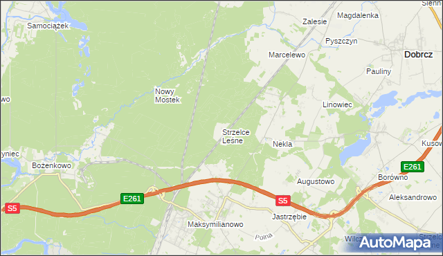 mapa Strzelce Leśne, Strzelce Leśne na mapie Targeo