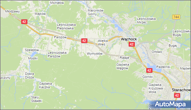 mapa Węglów, Węglów na mapie Targeo