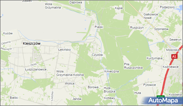 mapa Czyżów gmina Kleszczów, Czyżów gmina Kleszczów na mapie Targeo