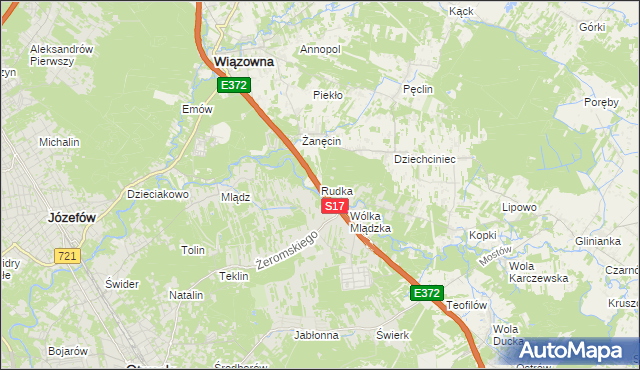 mapa Rudka gmina Wiązowna, Rudka gmina Wiązowna na mapie Targeo