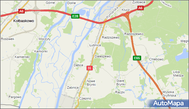 mapa Daleszewo, Daleszewo na mapie Targeo