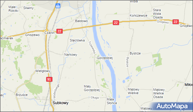 mapa Gorzędziej, Gorzędziej na mapie Targeo