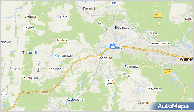 mapa Gościcino, Gościcino na mapie Targeo