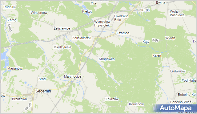 mapa Knapówka gmina Włoszczowa, Knapówka gmina Włoszczowa na mapie Targeo