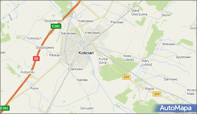 mapa Kurza Góra, Kurza Góra na mapie Targeo