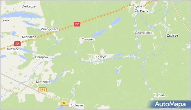 mapa Łęczyn gmina Dobiegniew, Łęczyn gmina Dobiegniew na mapie Targeo